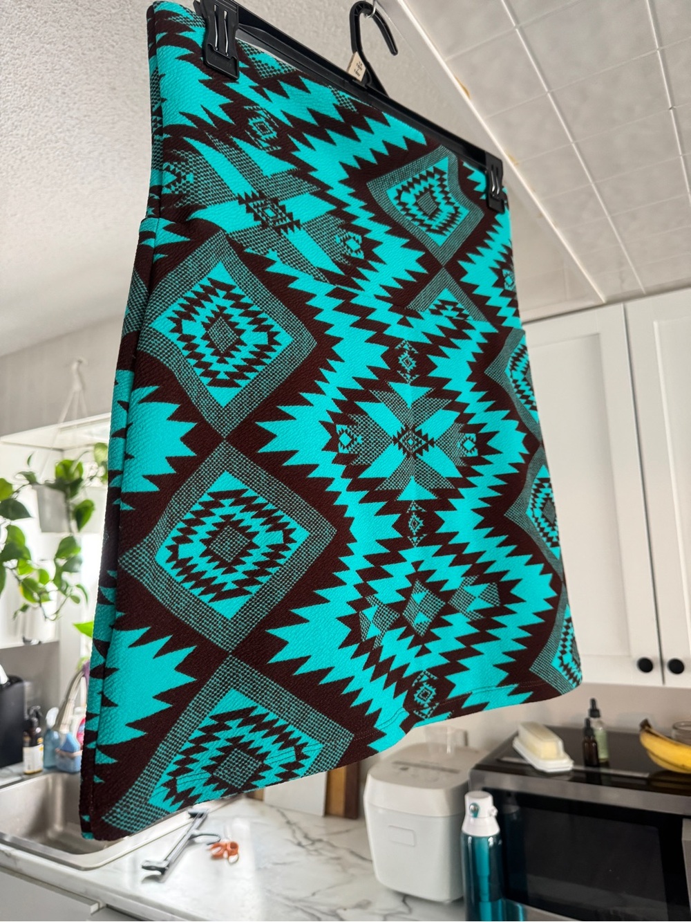Wrangler Rock 47 Southwestern Aztec Print Mini Skirt Turquoise Large - Picture 4 of 7